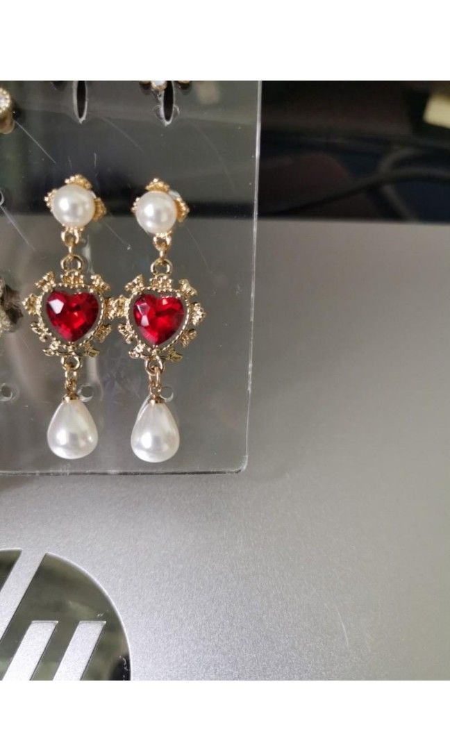 Red crystal hotsell earrings
