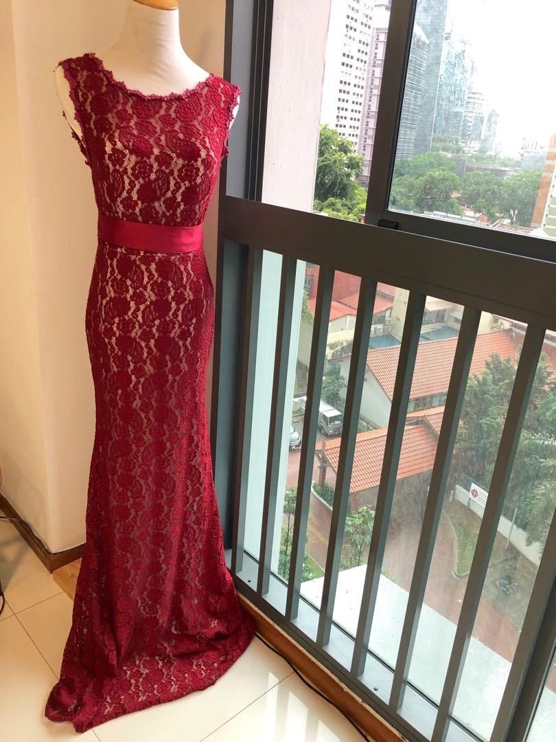 Red lace sale party dress