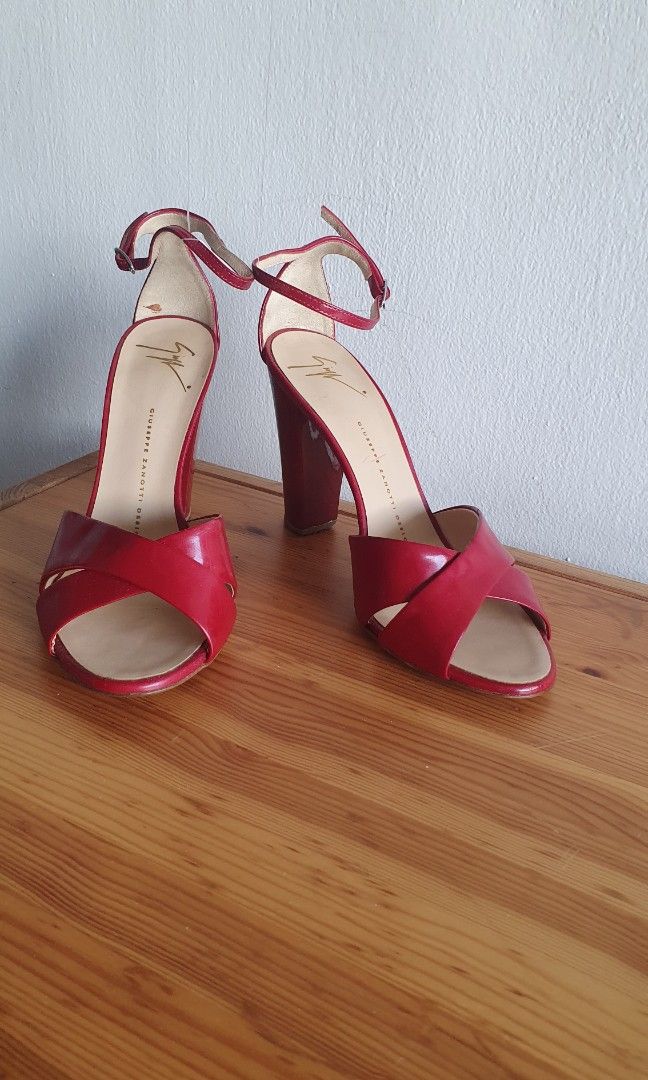 Red Leather GZD Slingbacks Women s Fashion Footwear Heels on