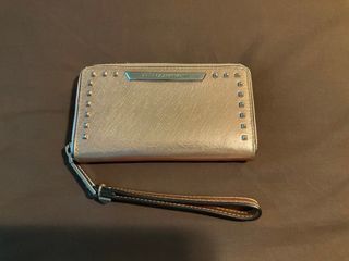 Excellent Condition Rebecca Minkoff Metallic Rose Gold Saffiano Zip Around Wallet Wristlet Clutch