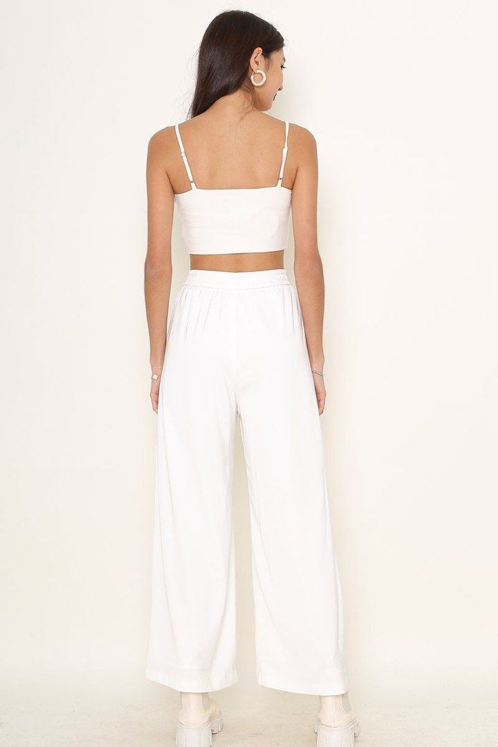 SAMUEL SATIN DRAWSTRING JOGGERS WHITE Women s Fashion Bottoms