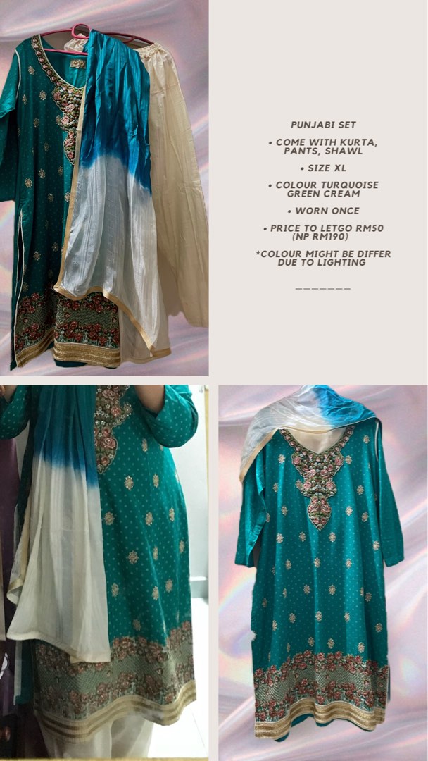 Saree Punjabi with Scarf, Women's Fashion, Dresses & Sets, Traditional & Ethnic wear on Carousell