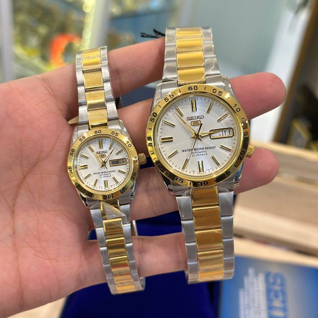 Seiko couple watch gold on sale