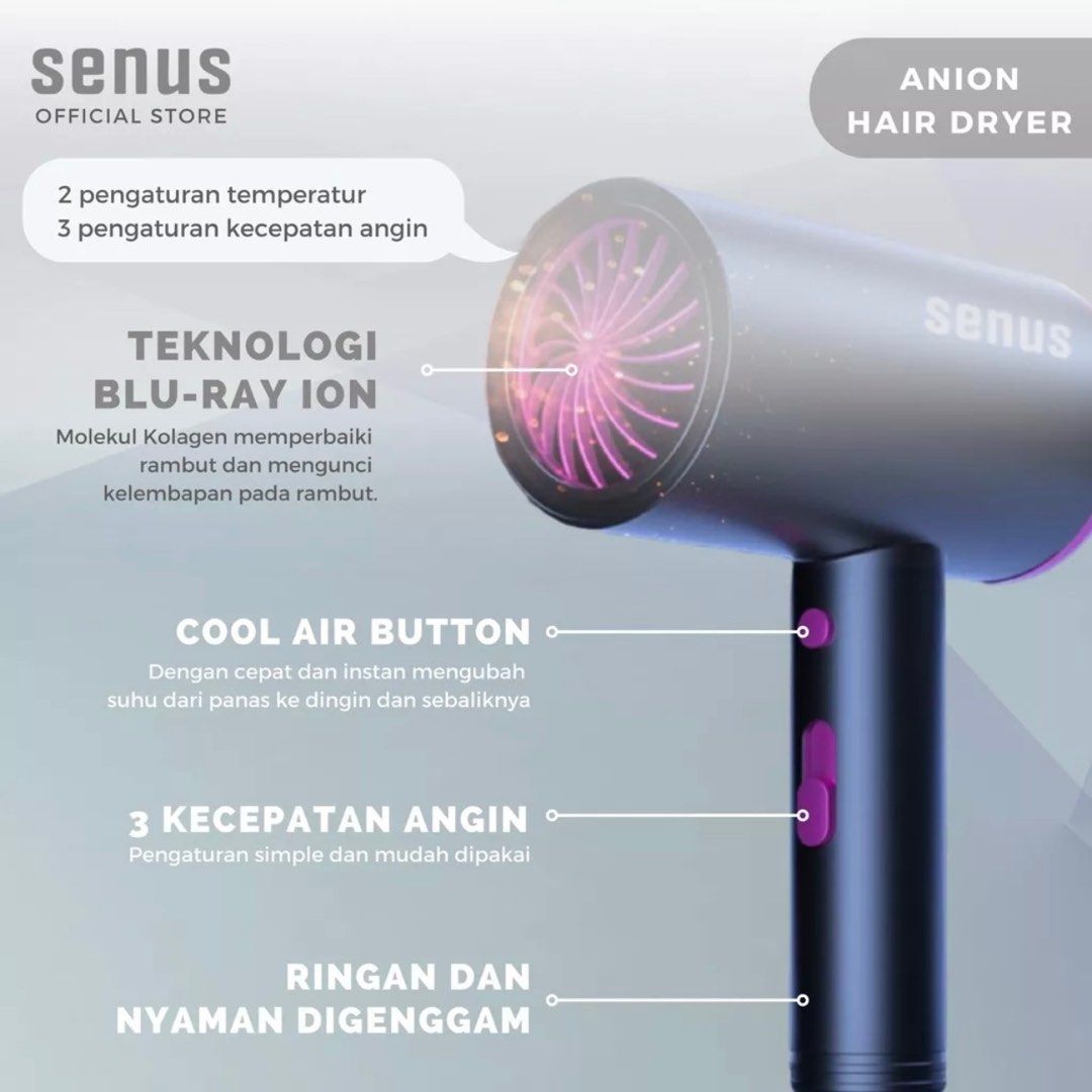 SENUS Hair Dryer, Kesehatan & Kecantikan, Perawatan Rambut di Carousell