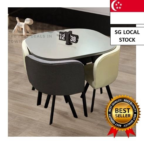 SG FREE 1 Table 4 Chairs Compact Budget Dining Set Dining