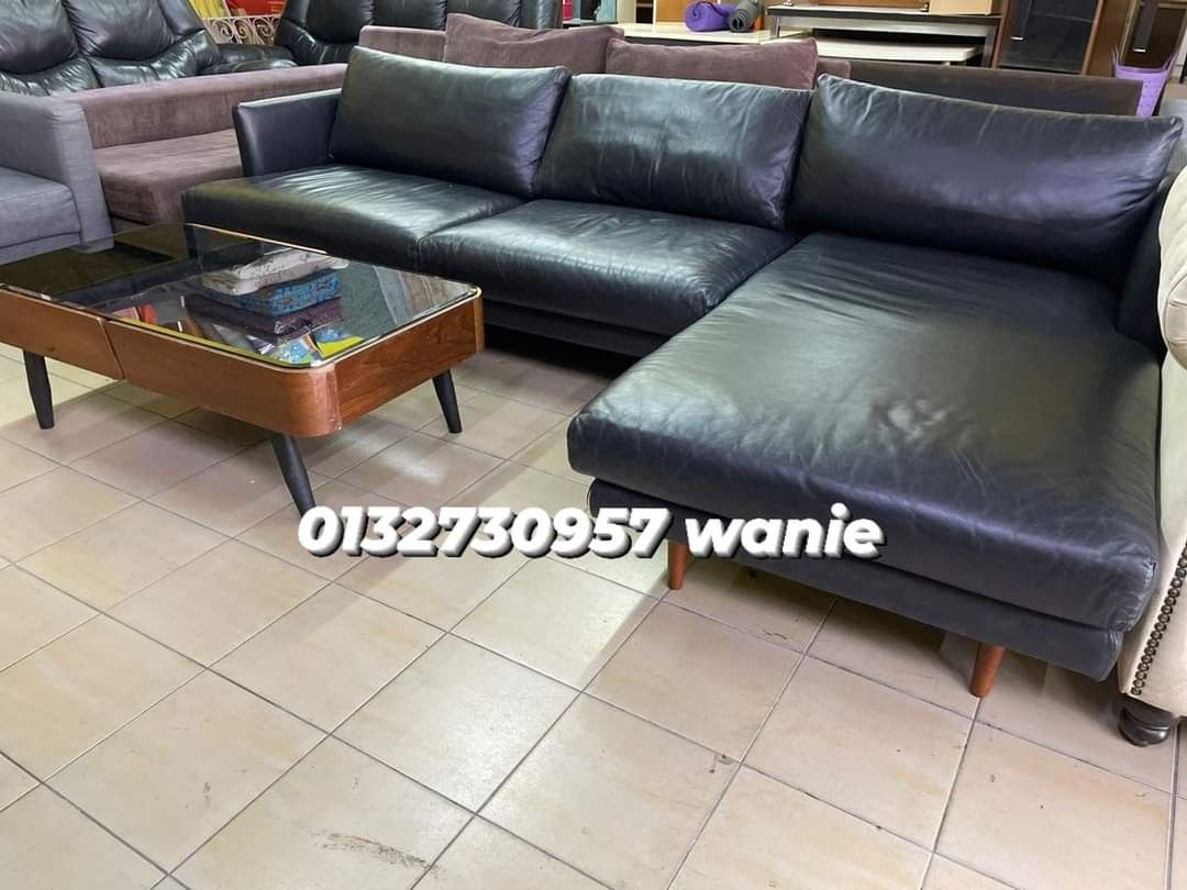 SOFA L SHAPE LEATHER USED, Furniture & Home Living, Furniture, Sofas on