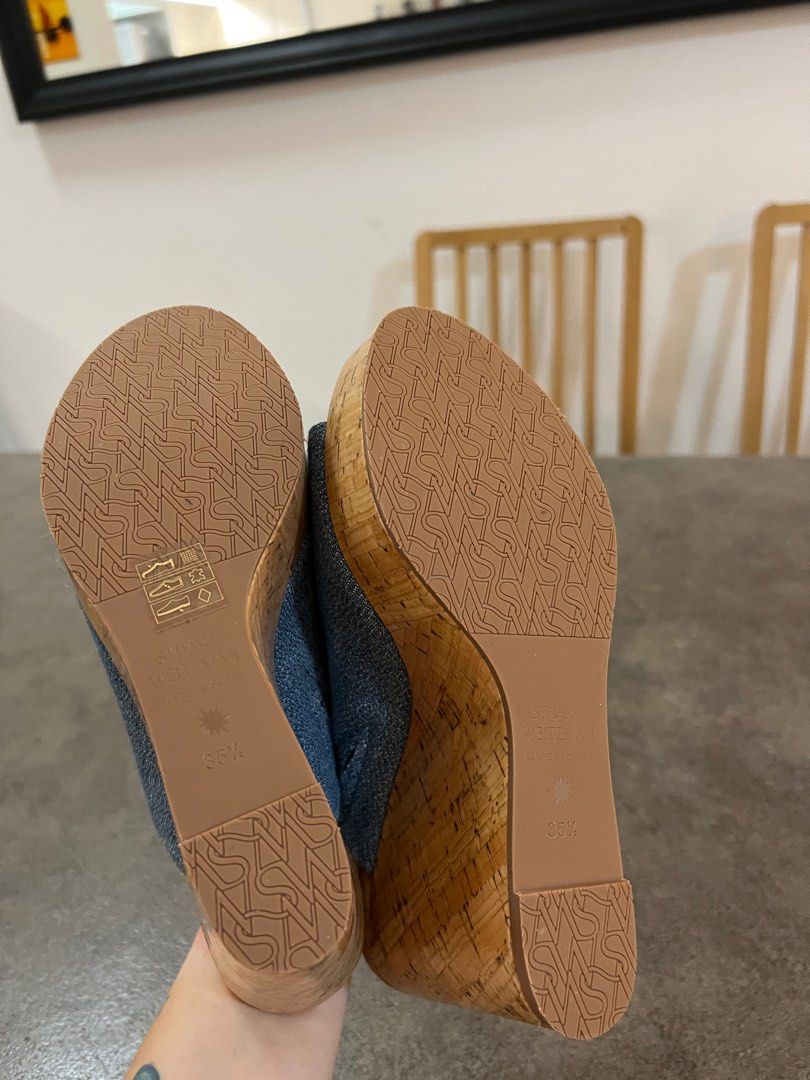 STUART WEITZMAN Margarite denim wedge sandals EU 35.5 Women s