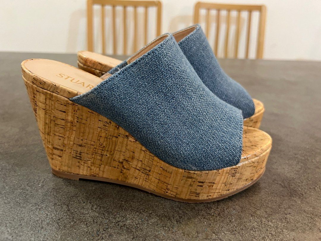 STUART WEITZMAN Margarite denim wedge sandals EU 35.5 Women s