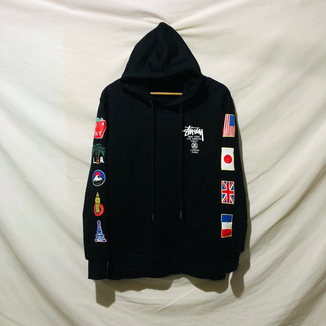 Stussy hoodie world tour flags deals