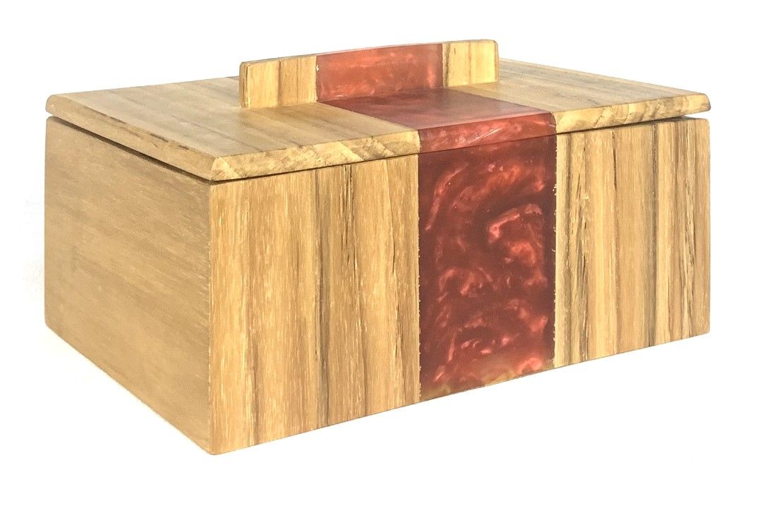 Teak Wood & Red Resin Jewelry Box on Carousell