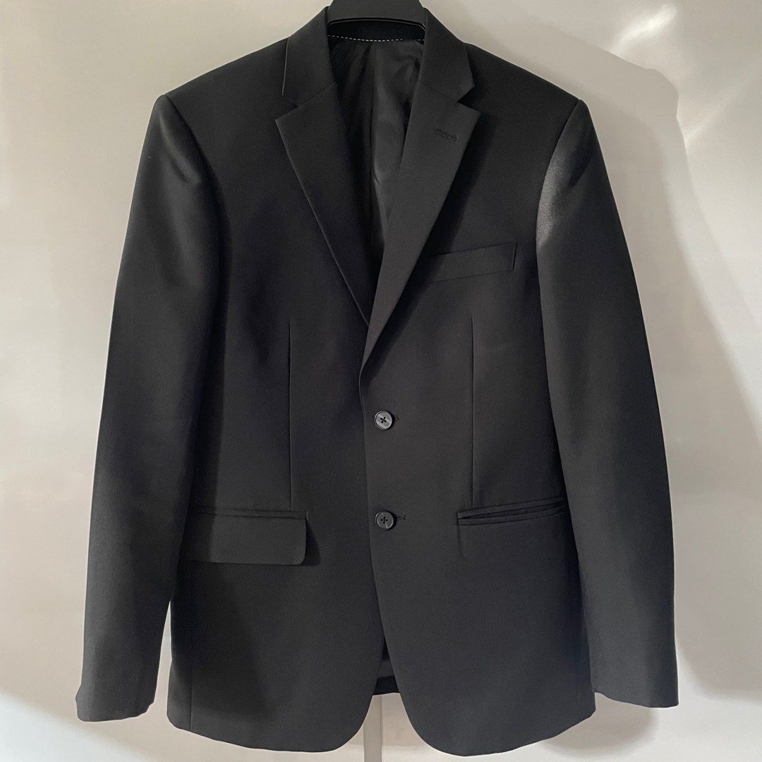 MF The Tailor Hand Crafted Jowareya Black Stylish Blazer Slim