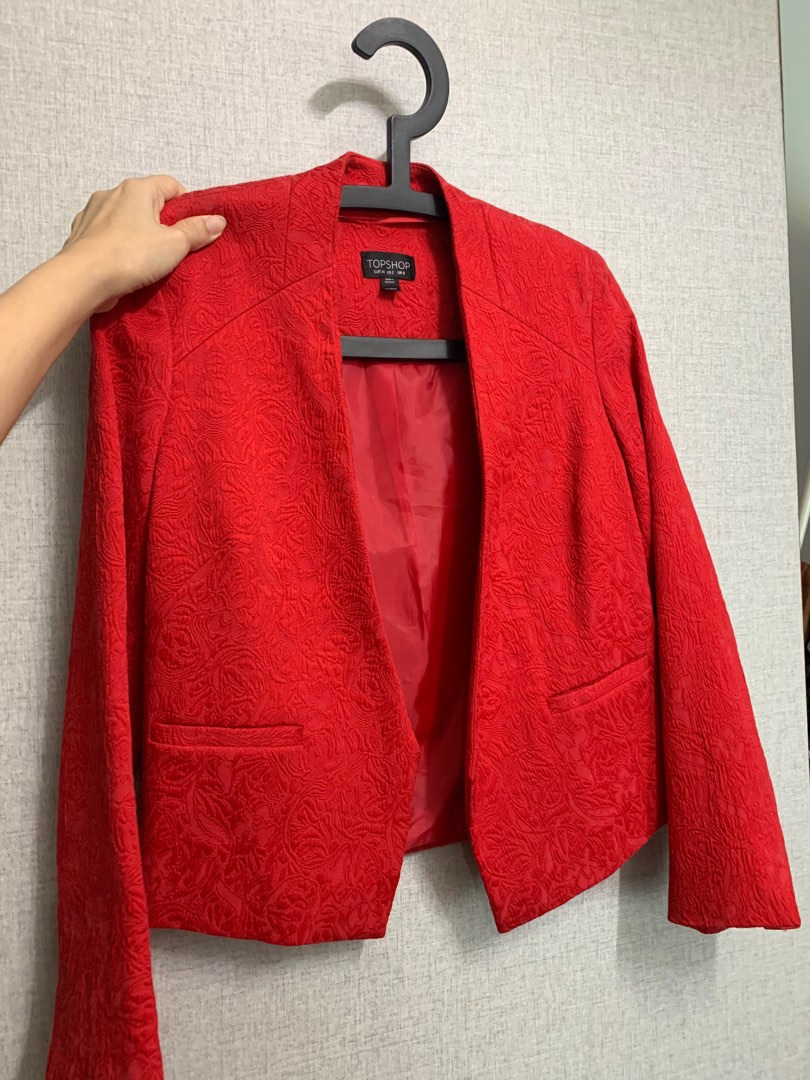 Topshop red blazer top