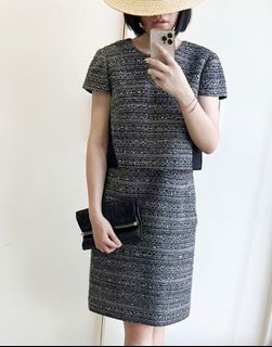 TORY BURCH 炭灰色毛呢套裝感洋裝