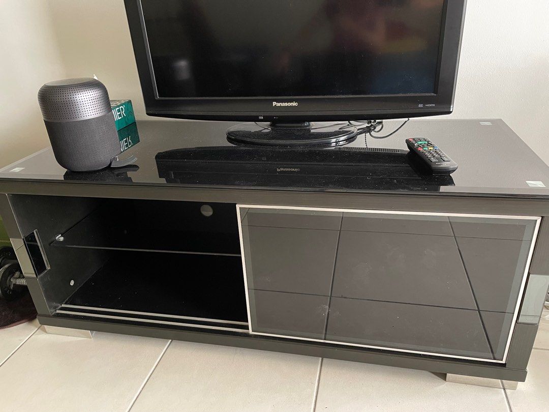 TV glass door and tempered glass top, Furniture & Home Living