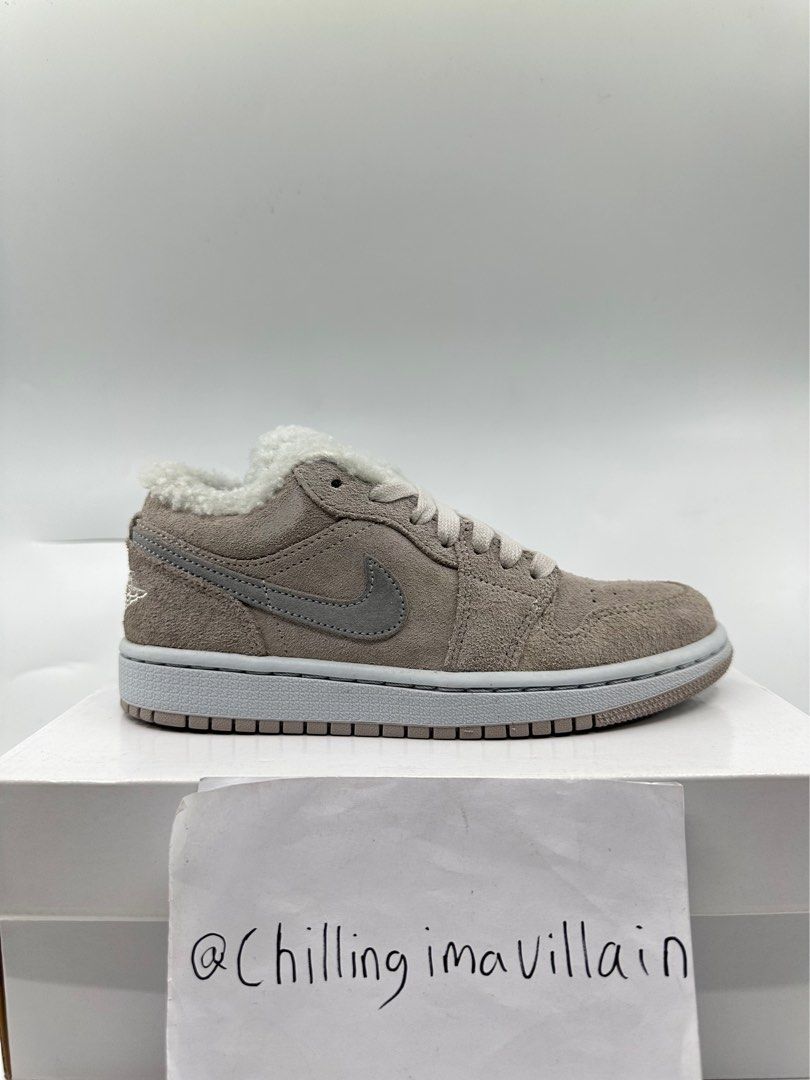 UK 2.5 3 Nike Air Jordan 1 AJ1 Low Cut Top SE Sherpa Fleece Wool