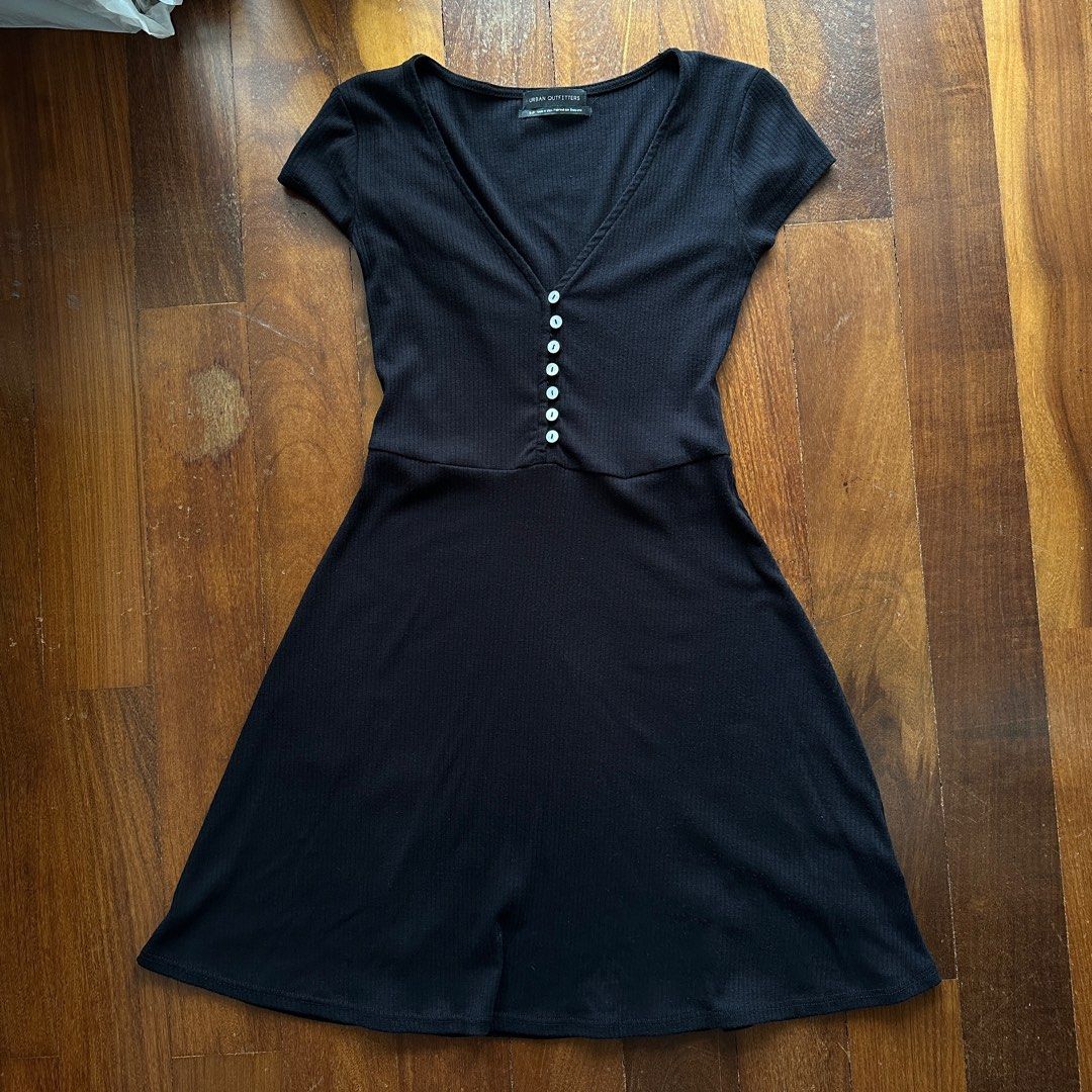 princess polly baby blue dress urban outfitters black ribbed dress with button detail, Women's Fashion,  Dresses & Sets, Dresses on Carousell