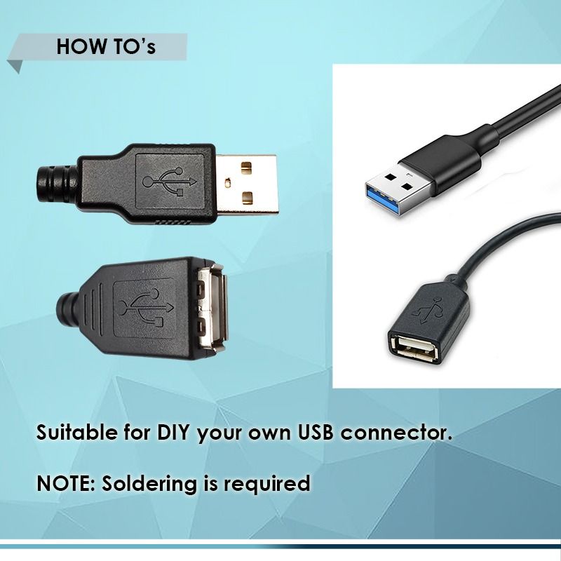 USB 2.0 TYPE A MALE/FEMALE 4-PIN PLUG SOCKET CONNECTOR (1-PC per ORDER ...