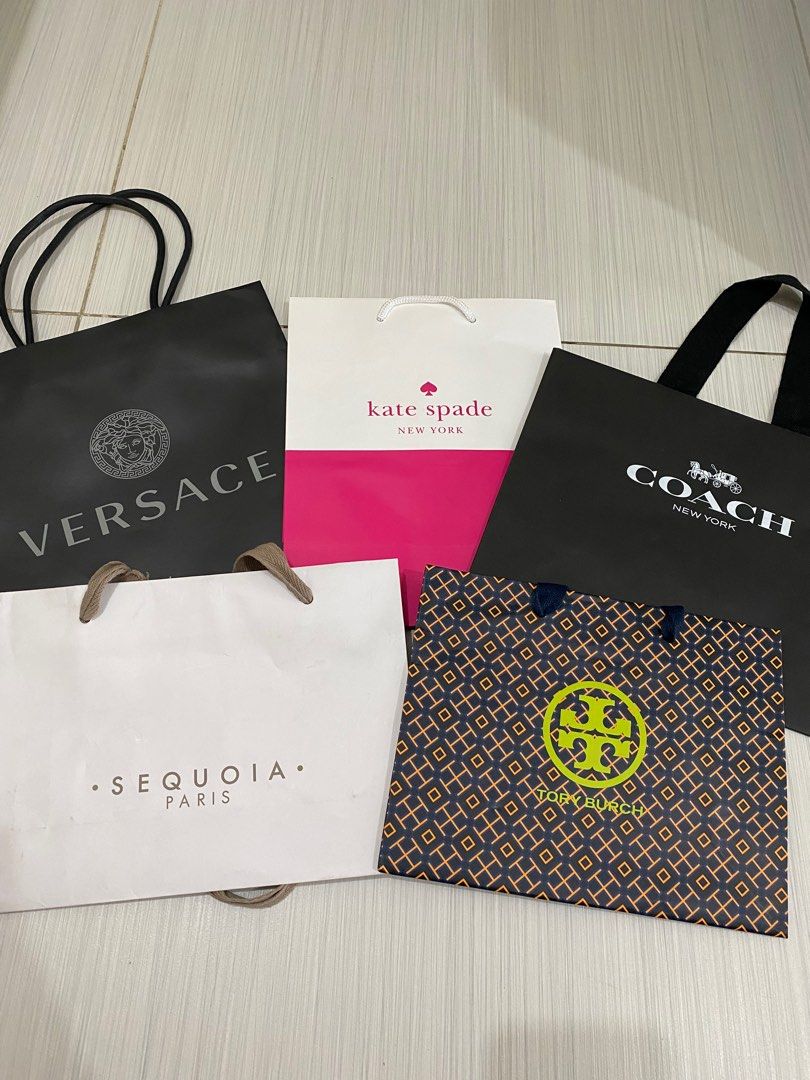 Various luxury paperbags (Category: Luxury Bags & Wallets) located in Rizal. Submitted by brandedclosetsale (Listing ID 1247957778, Image 1). Description: Various midluxury to luxury paperbags See photo for brands Price available upon messaging Coach- sold Tory Burch- sold Versace- sold.