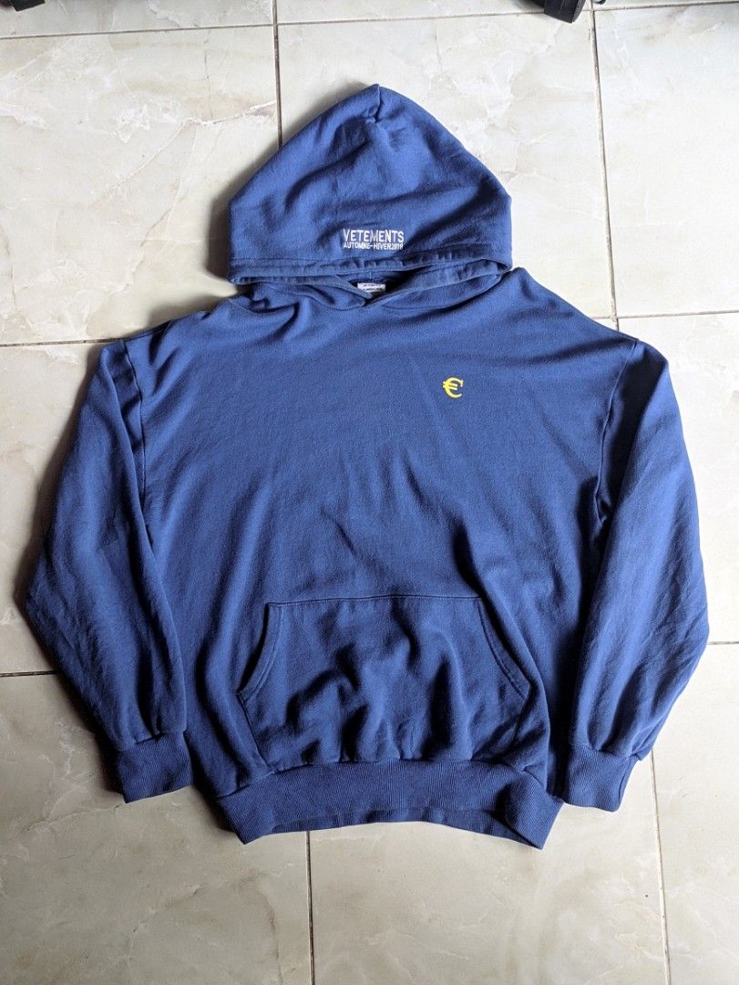 Vetements Essentials Vetements Euro Star Hoodie Blue Champion