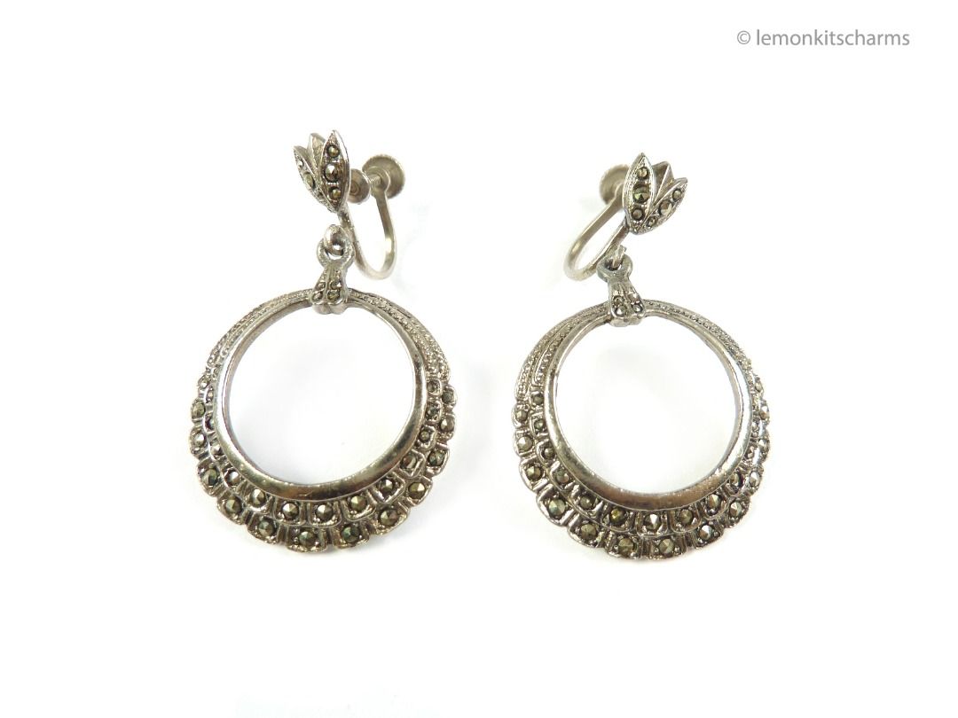 Marcasite hoop earrings store