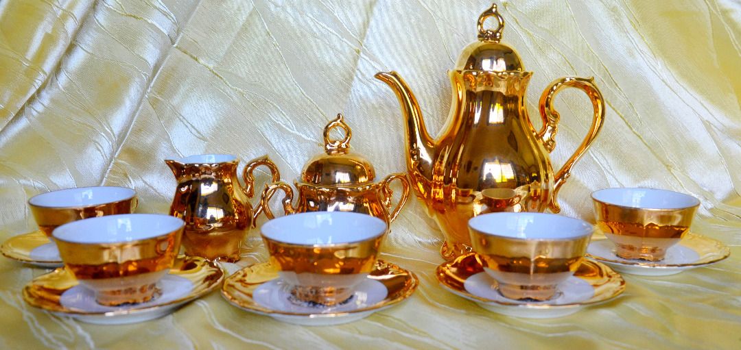 vintage Bavarian 23/24K gold gilding porcelain tea/ coffee set on Carousell