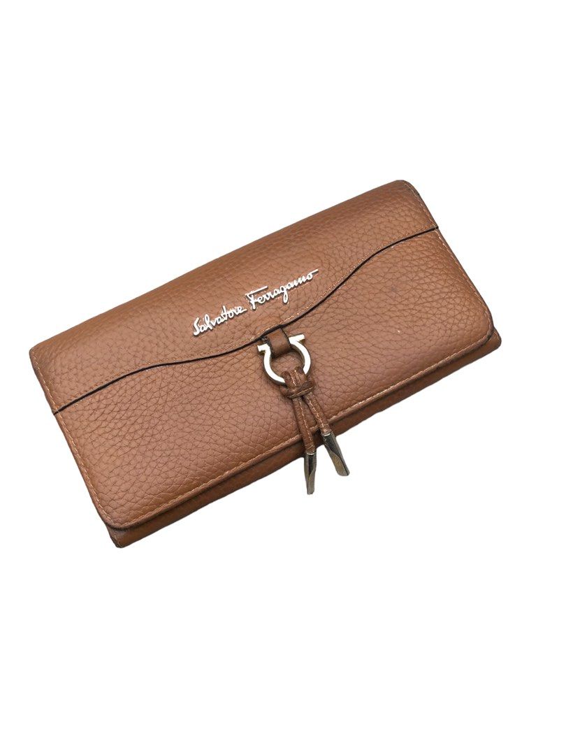 Vintage SALVATORE FERRAGAMO Brown Leather Long Wallet Purse