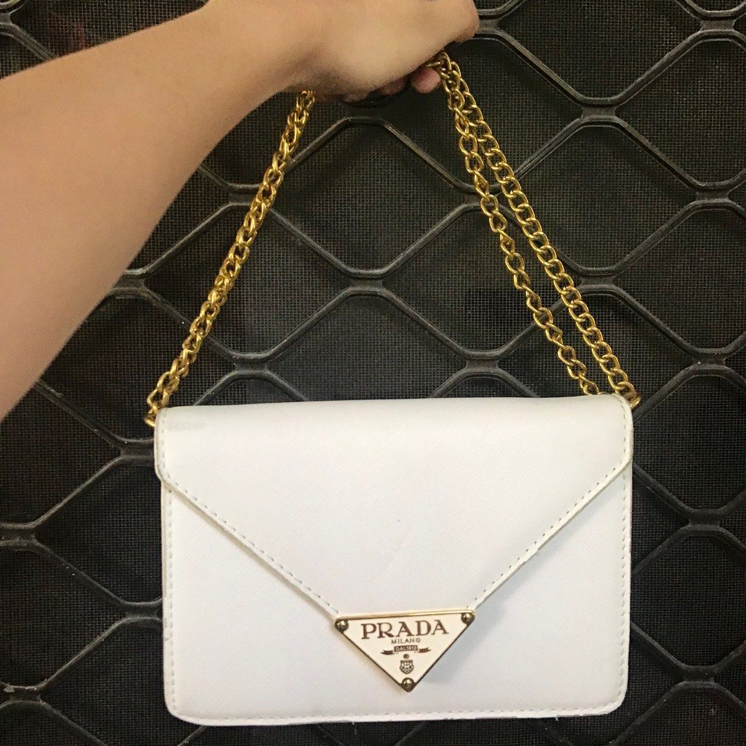 Prada white sling bag deals