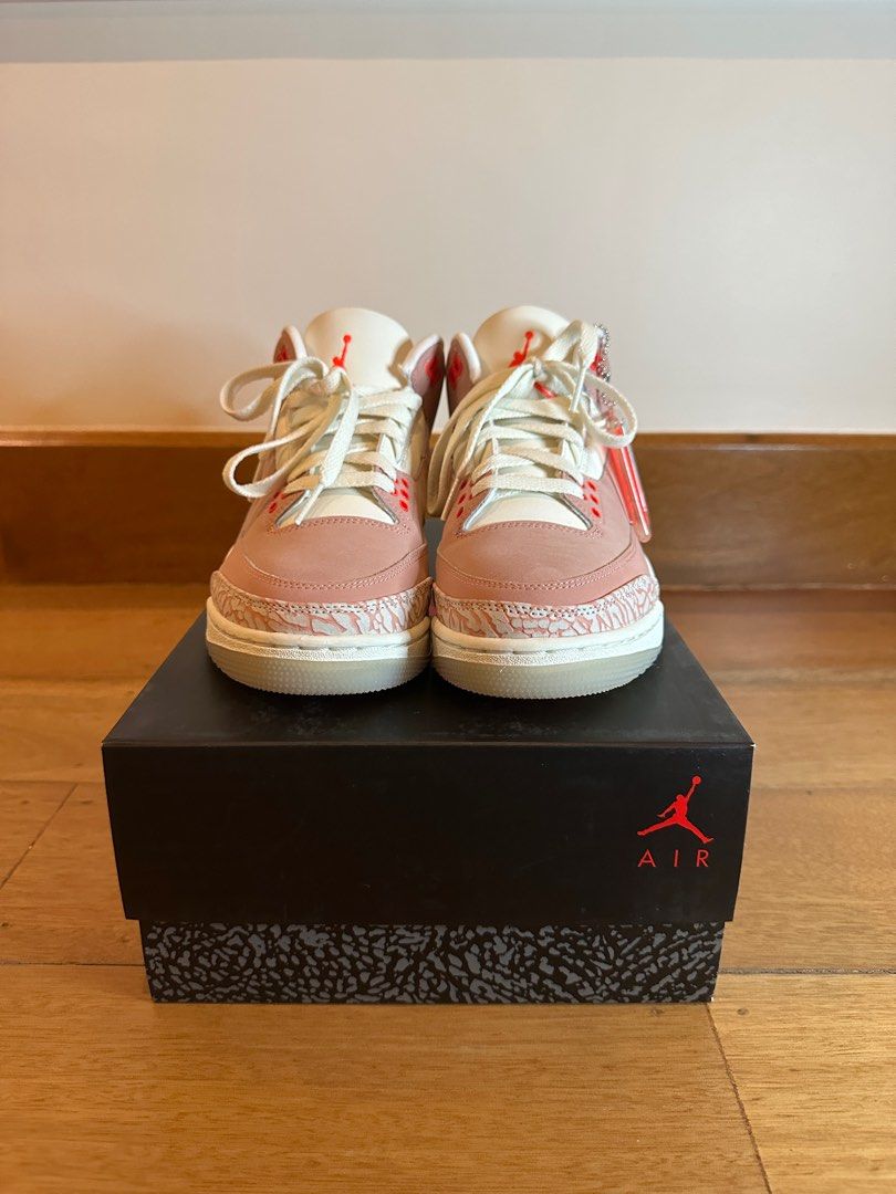 WMNS Air Jordan 3 Rust Pink (Category: Sneakers) located in Tarlac. Submitted by aky777 (Listing ID 1247919304, Image 3). Description: FOR SALE : WMNS Air Jordan 3 Rust Pink Worn only once. SNKRS Release SIZE : US 8 PRICE : P9,000 + SF PAYMENT METHODS : Paypal, Metrobank, BDO, BPI, Palawan Express, Gcash.