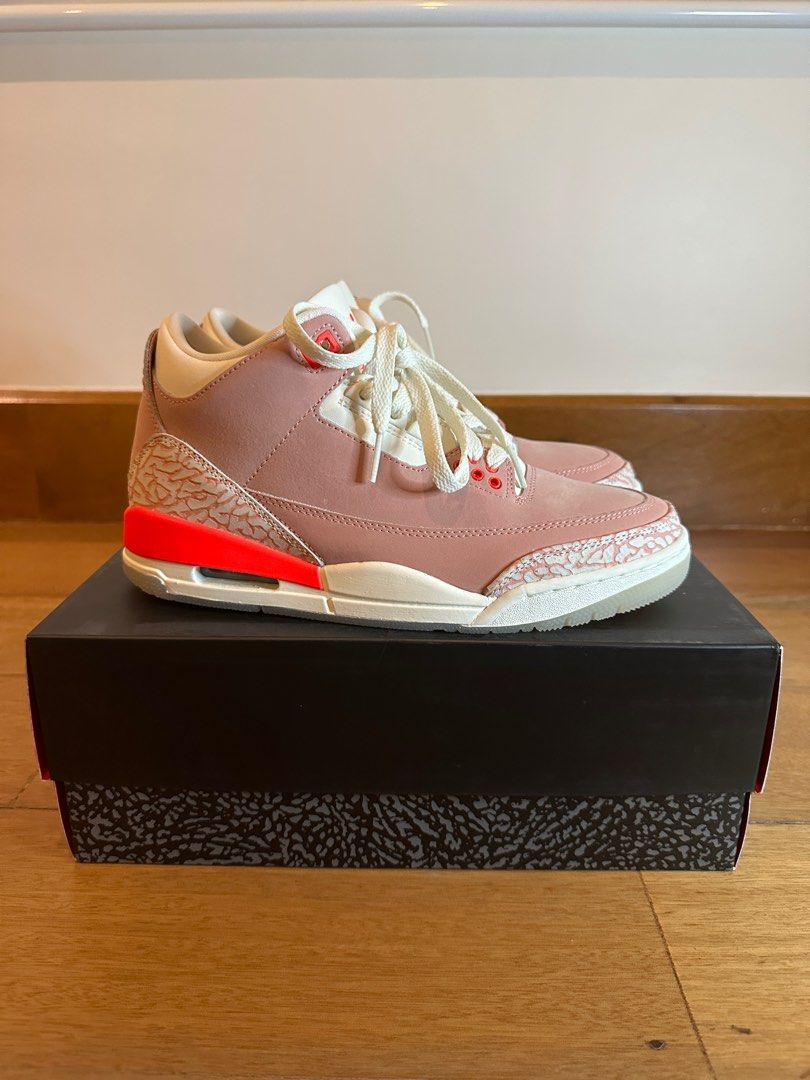 WMNS Air Jordan 3 Rust Pink (Category: Sneakers) located in Tarlac. Submitted by aky777 (Listing ID 1247919304, Image 1). Description: FOR SALE : WMNS Air Jordan 3 Rust Pink Worn only once. SNKRS Release SIZE : US 8 PRICE : P9,000 + SF PAYMENT METHODS : Paypal, Metrobank, BDO, BPI, Palawan Express, Gcash.