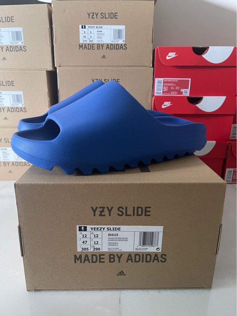 Yeezy Slides Azure, Men's Fashion, Footwear, Sneakers on Carousell