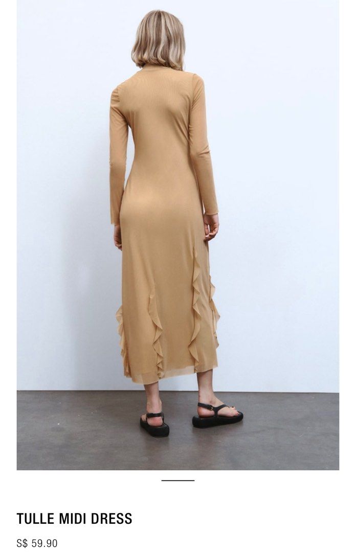 Tulle midi dress online zara