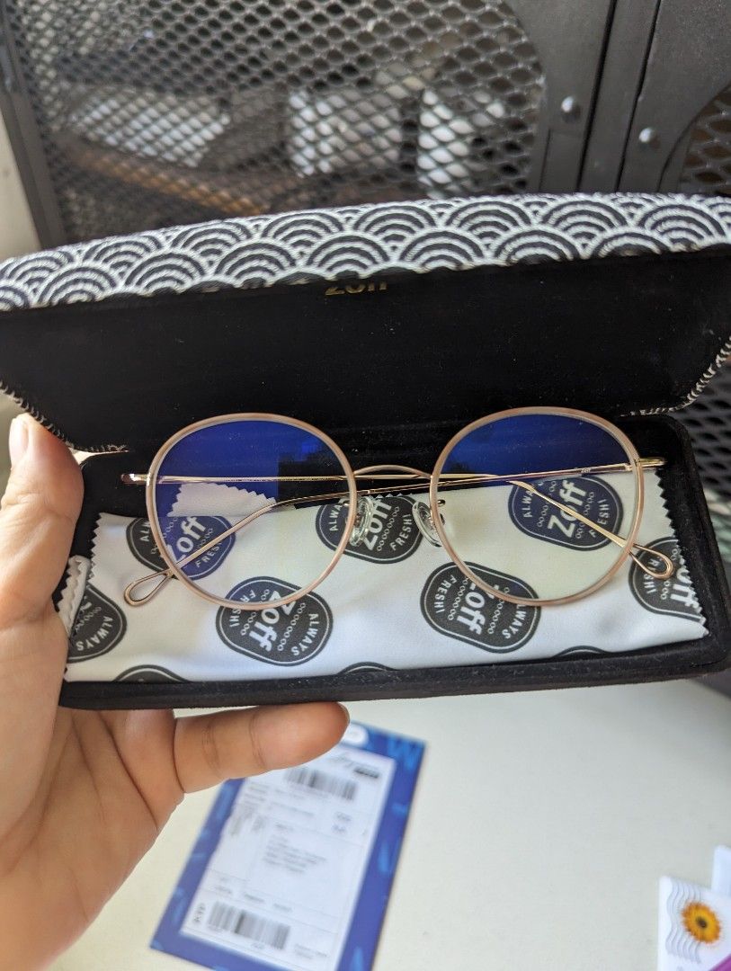 Zoff light pink glasses, Men's Fashion, Watches & Accessories