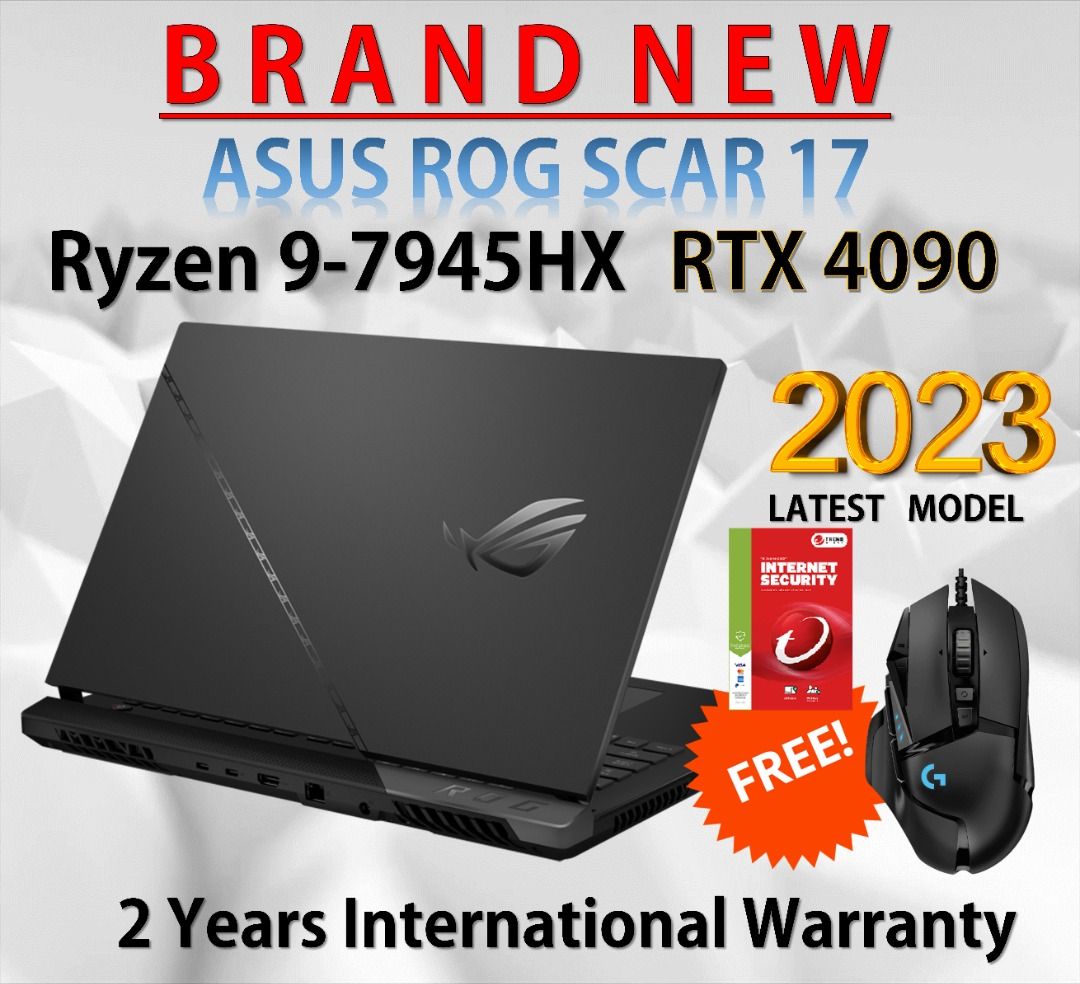 2023 ASUS ROG SCAR 17 ( Ryzen 9-7945HX , RTX 4090, 32GB DDR5 RAM, 17 ...