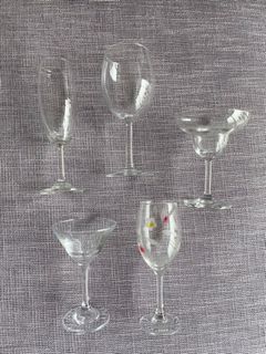 6 sets of cocktail/mocktail/wine glasses (5 designs)
