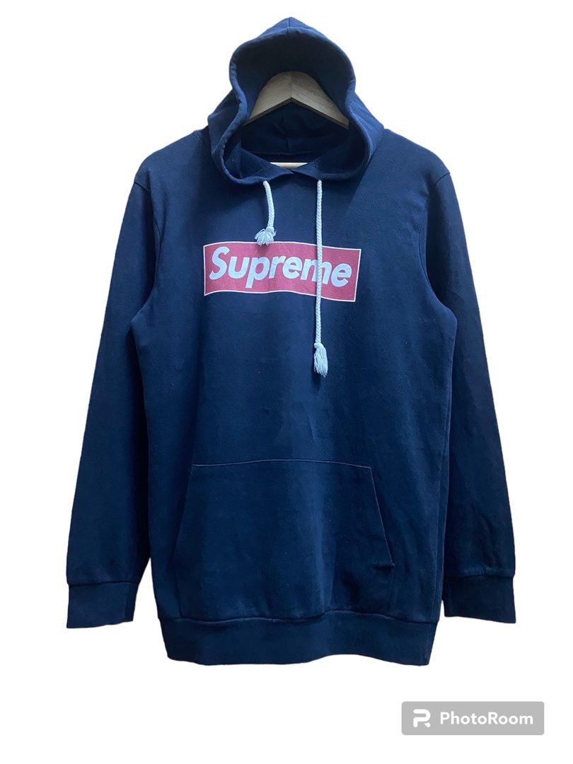 Dark blue outlet supreme hoodie
