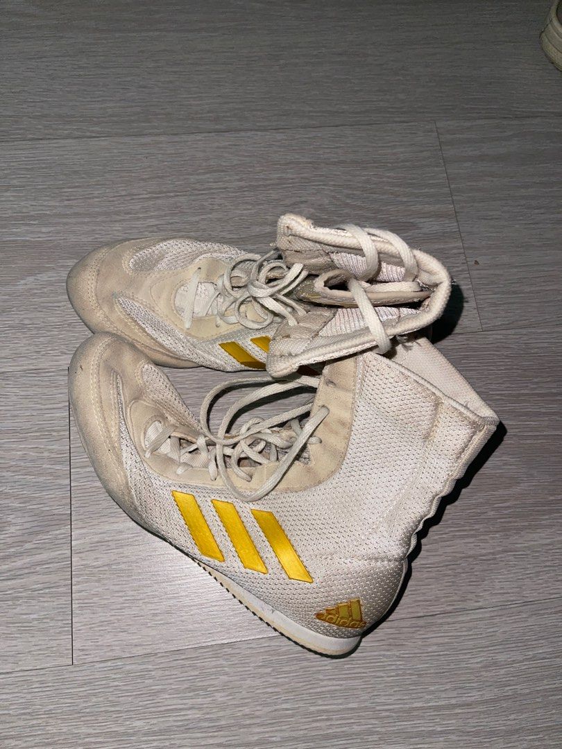 White and gold adidas boxing boots cheap