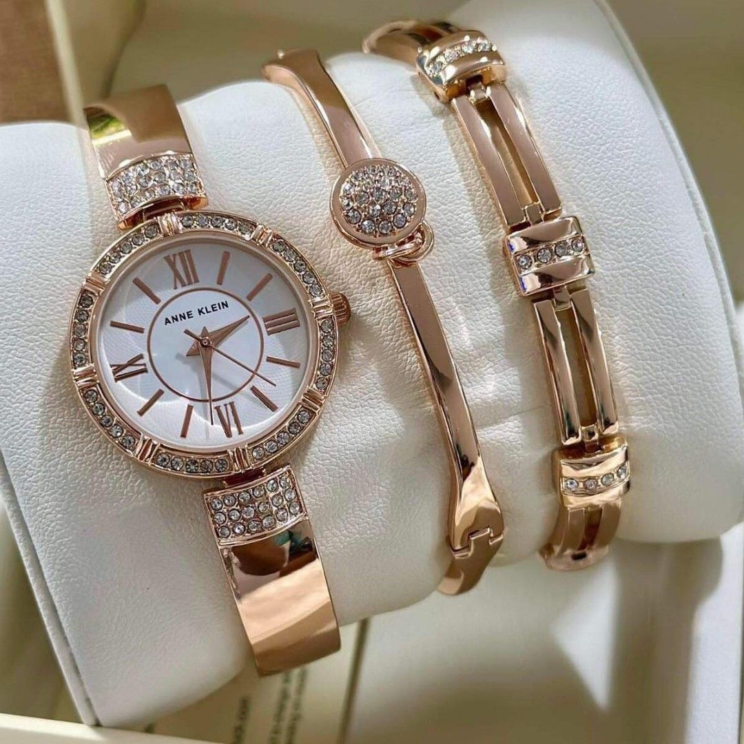 Anne Klein Premium Crystal Accented Watch and Bracelet Set, Women's  Fashion, Watches & Accessories, Watches on Carousell