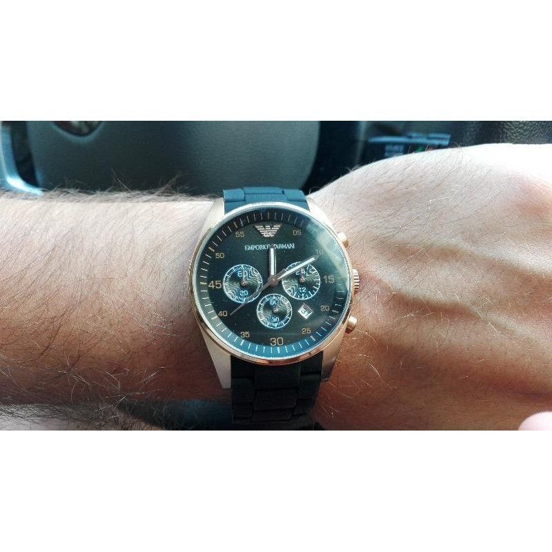 Authentic Emporio Armani Tazio Chronograph Rose Gold Black Dial5