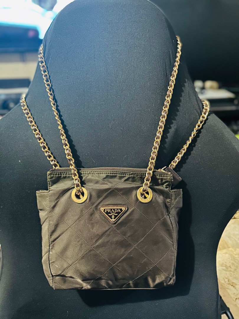 Authentic PRADA Nylon Quilted Chain Should Bag, Luxury, Bags & Wallets