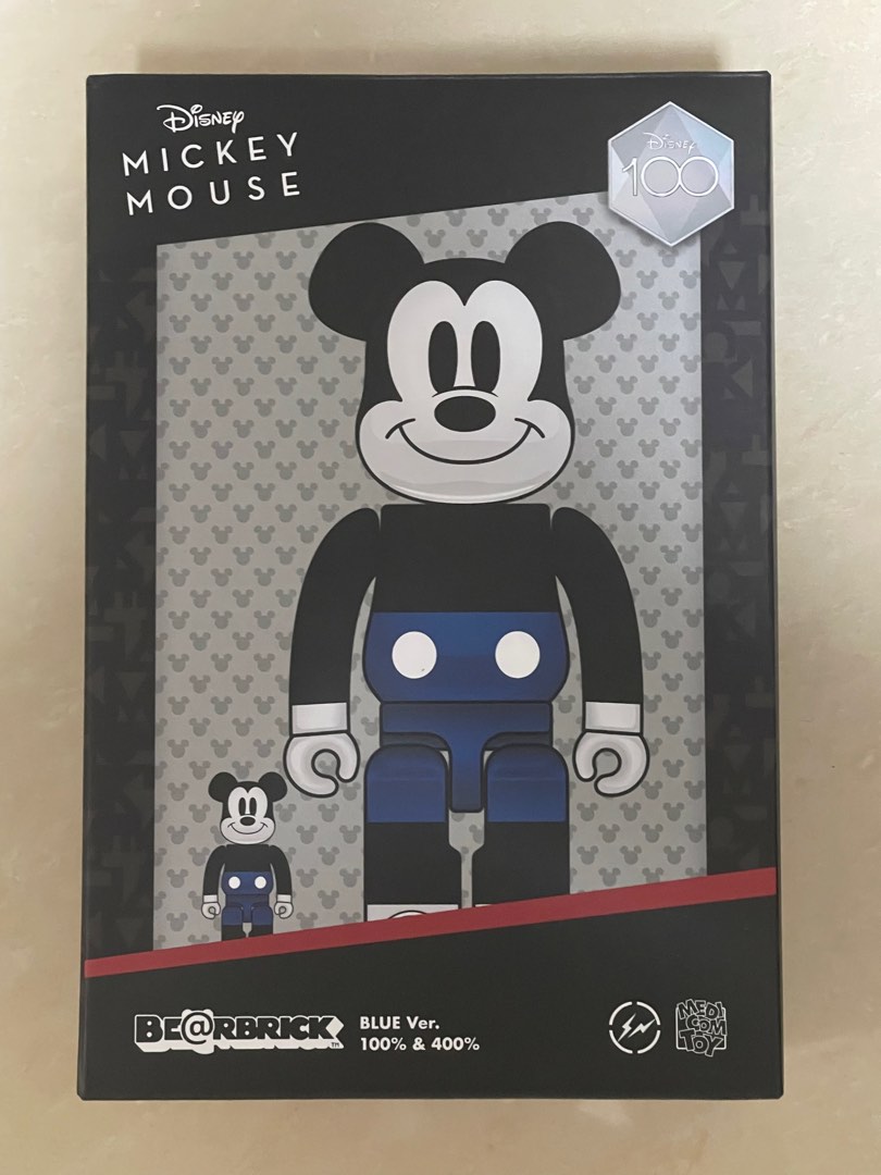 Bearbrick Disney 100週年Mickey Mouse Fragment Design Blue Ver