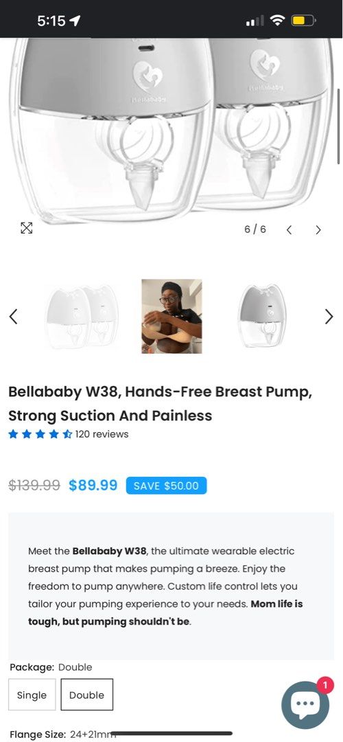 Bellababy Wearable Breast Pump - W38, Hands Free