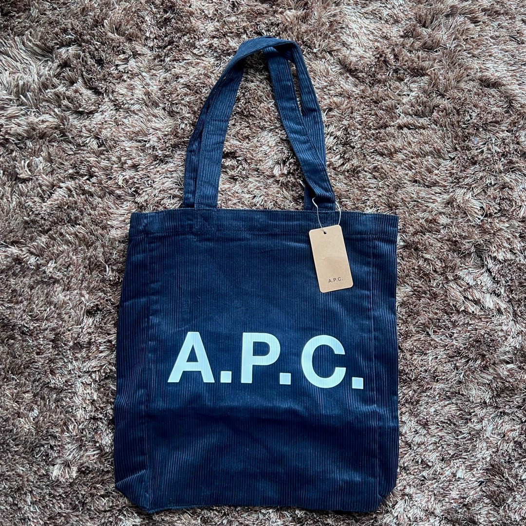 [BNWT] APC Tote Bag in Navy Blue Corduroy, Women's Fashion, Bags