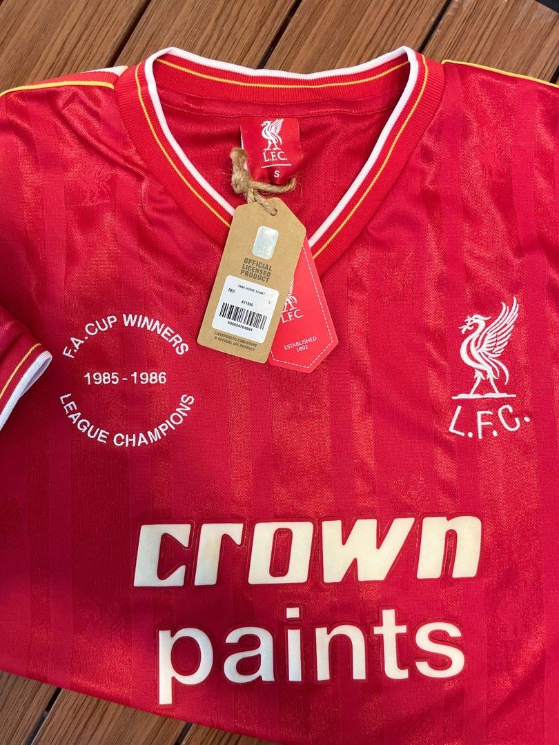 BRAND NEW LIVERPOOL MEN RETRO 1985-1986 CROWN PAINT HOME JERSEY