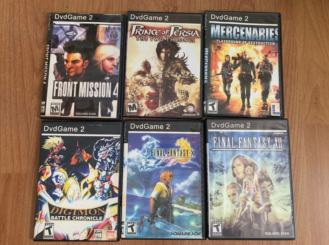 BUNDLE SALE DVD GAMES 2 (Category: PlayStation) located in Makati City. Submitted by good_deals2026 (Listing ID 1252266739, Image 1). Description: Get 6 for Sale. Playstation 2. Collectible. Hard to find now. Some are unused and stored. Some containers are not in good condition due to storage but CD is intact. Manage your expectations. Front Mission 4 Prince of Persia, the 2 Thrones Digimon Battle Chronicle Mercenaries Playground of Destruction F