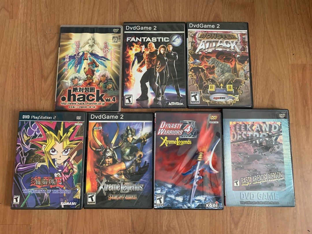 BUNDLE SALE DVD Video Games (Category: PlayStation) located in Makati City. Submitted by good_deals2026 (Listing ID 1252265567, Image 1). Description: Get 7 for SALE.Collectible. Hard to find. Some unused and stored. DVD game, DVD game PS2. Some containers not in good condition due to storage but CD is intact. Manage your expectations. Hack Yu Gi Oh Fantastic 4 Monster Attack Xtreme Legends Samurai Warriors Dynasty Warriors Xtreme Legends Seek an