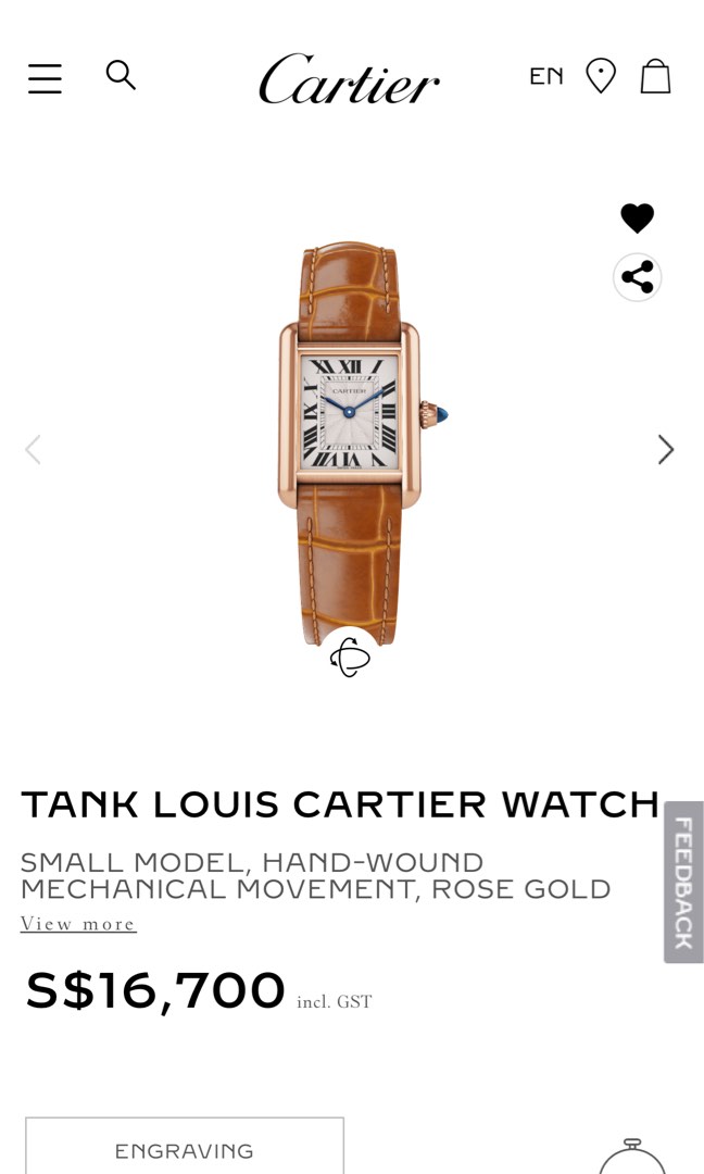 CARTIER Tank Louis Cartier Hand-Wound 22mm small 18-karat rose