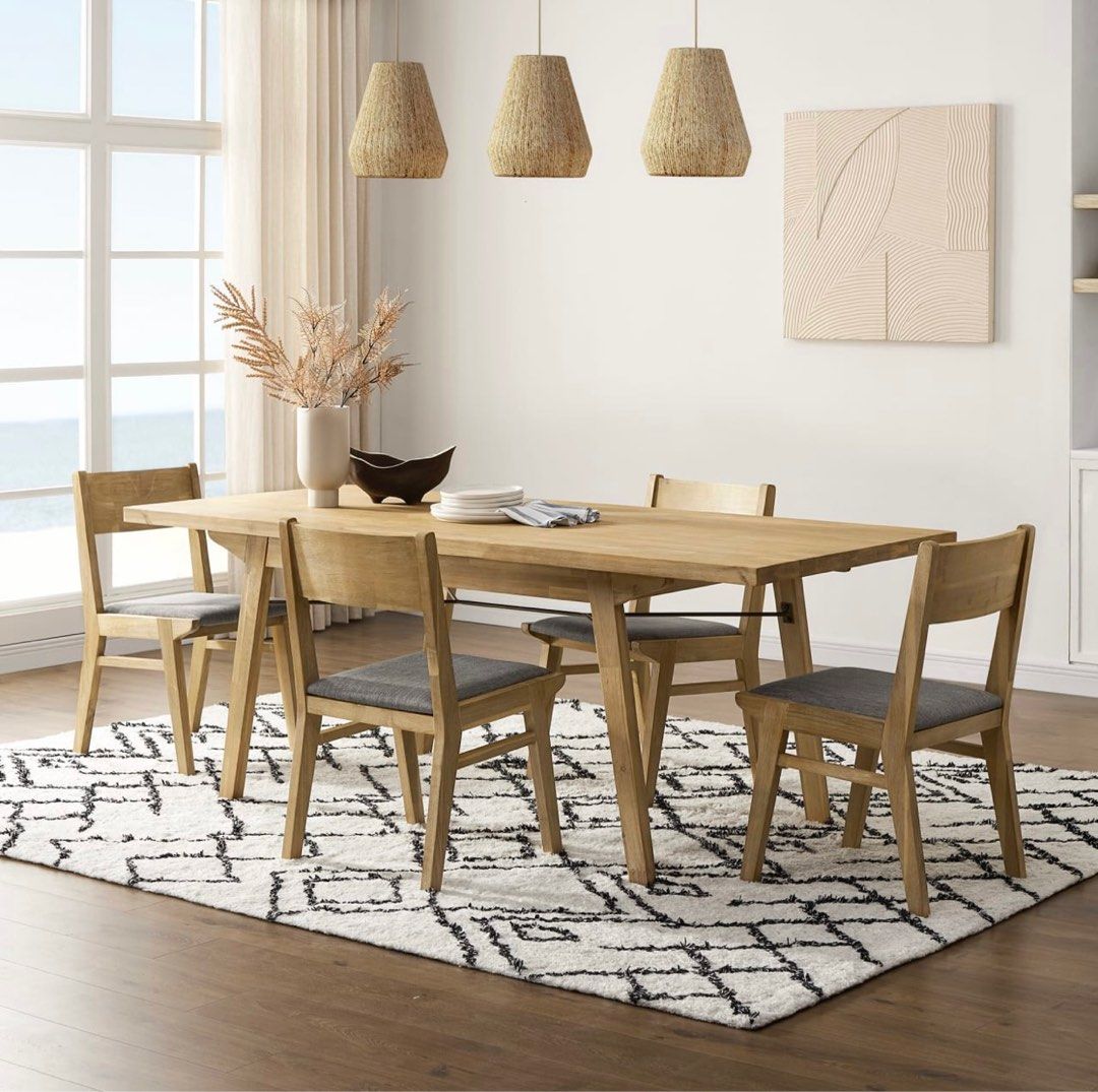 Castlery Extendable Dining Table Set with 4 Chairs Furniture