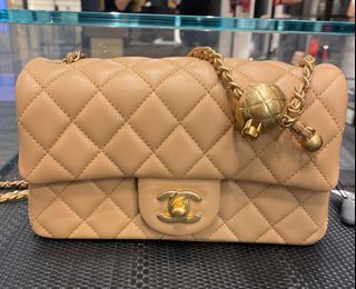 Chanel Classic Mini Rectangular Flap 15C Pearly Gold Quilted Caviar Aged  Gold Hardware