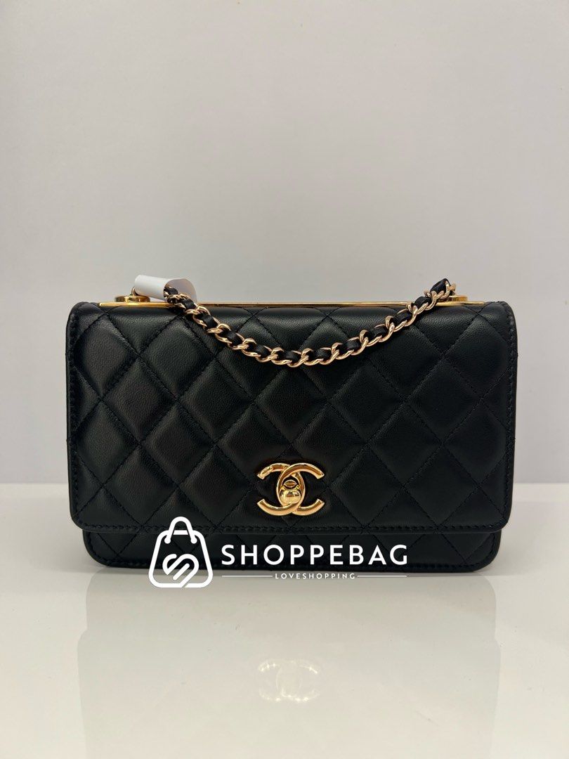 Chanel Trendy CC Wallet On Chain WOC - Black With Rose Gold