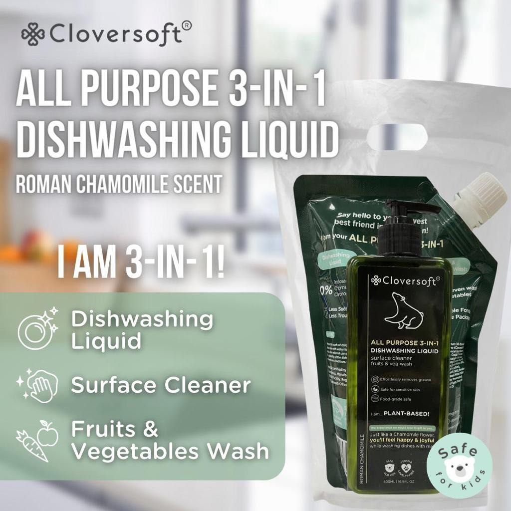 Cloversoft 3 in 1 Dishwashing liquid for Sensitive skin, Furniture